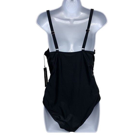 NWT Catherine Malandrino Women's size L Black w Side Ruching One Piece Swimsuit - Picture 7 of 10